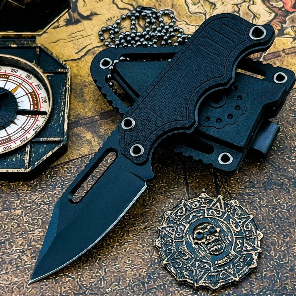 

Mini High-quality Durable Fixed Blade Knife with Sheath 5Cr15MoV Steel Blade Nylon Fiber Handle Outdoor Camping Pocket Knife