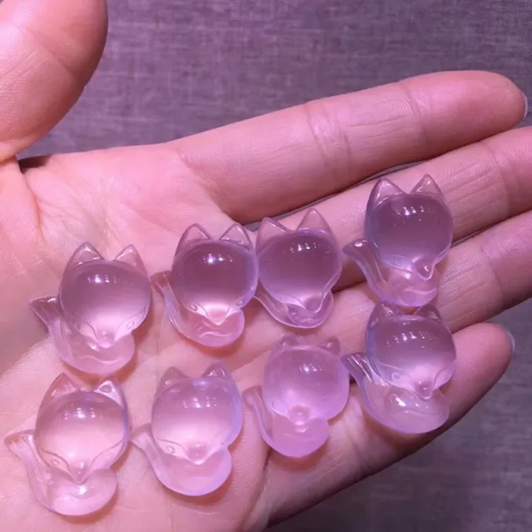Naturalny Różowy Agat Chalcedon Jadeitowy Wisiorek Lis Naszyjnik Biżuteria DIY Ręcznie Rzeźbiony Relaks Uzdrowienie Kobiety Mężczyźni Prezent Łańcuszek do Swetra — zdjęcie 5