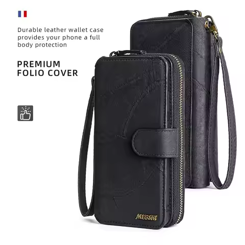 Detachable Zipper Wallet Leather Case For Samsung Galaxy S23 Ultra S22 Plus S21 S20 FE Note 20 Note10+ A73 A52 A34 A53 A72 A32