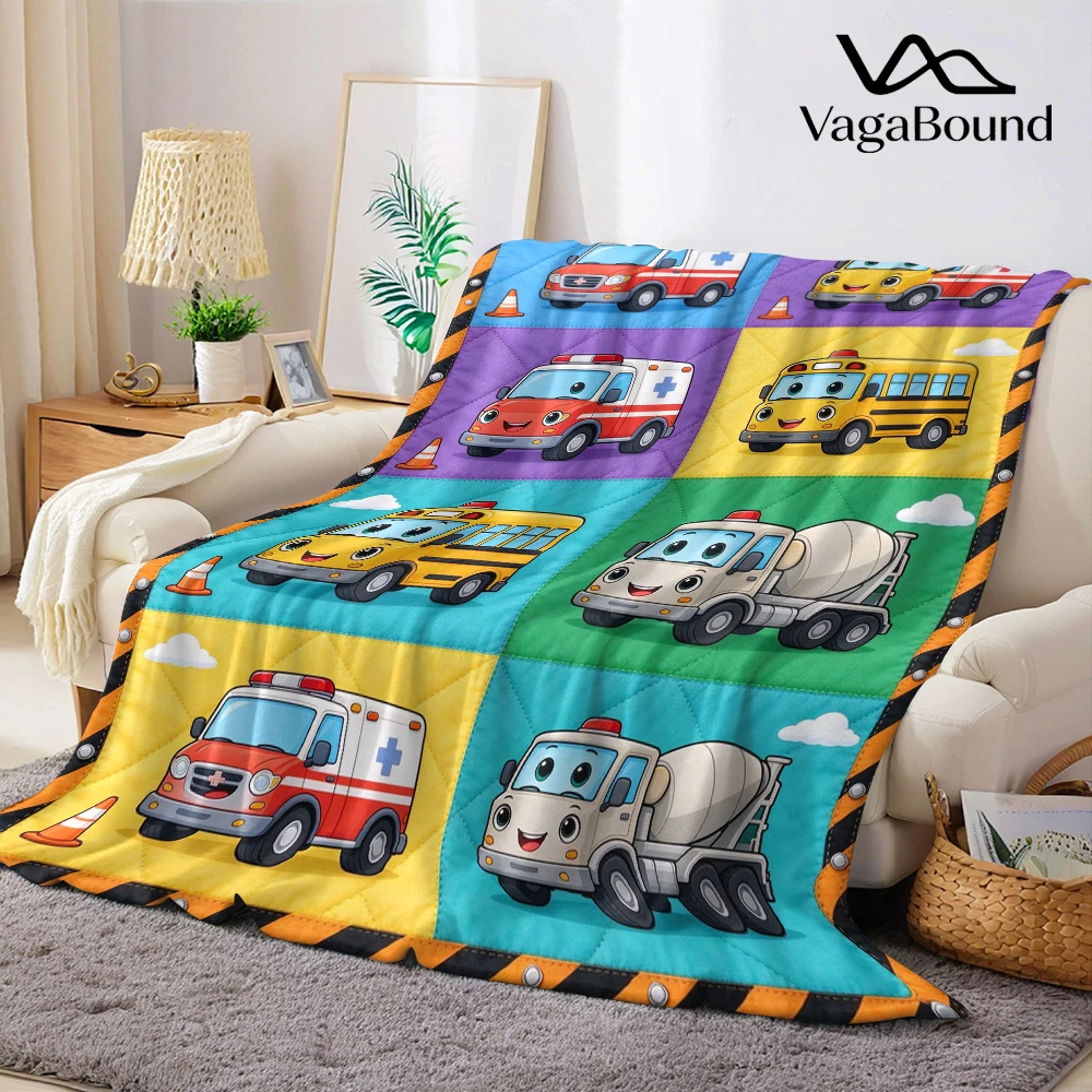 Ambulance School Mixer Flannel Blanket Perfect for Sofa Office Bed Travel Sleep Read Relax Camping Four Season Use