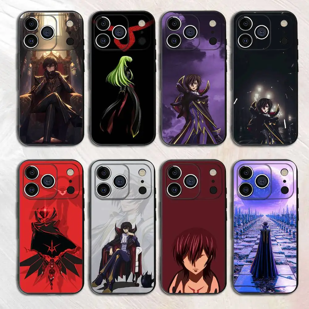 

Anime L-Lelouch Silicone Soft Phone Case For iPhone17,16,15,14,13,12 Pro Max Plus X XR SE Cover