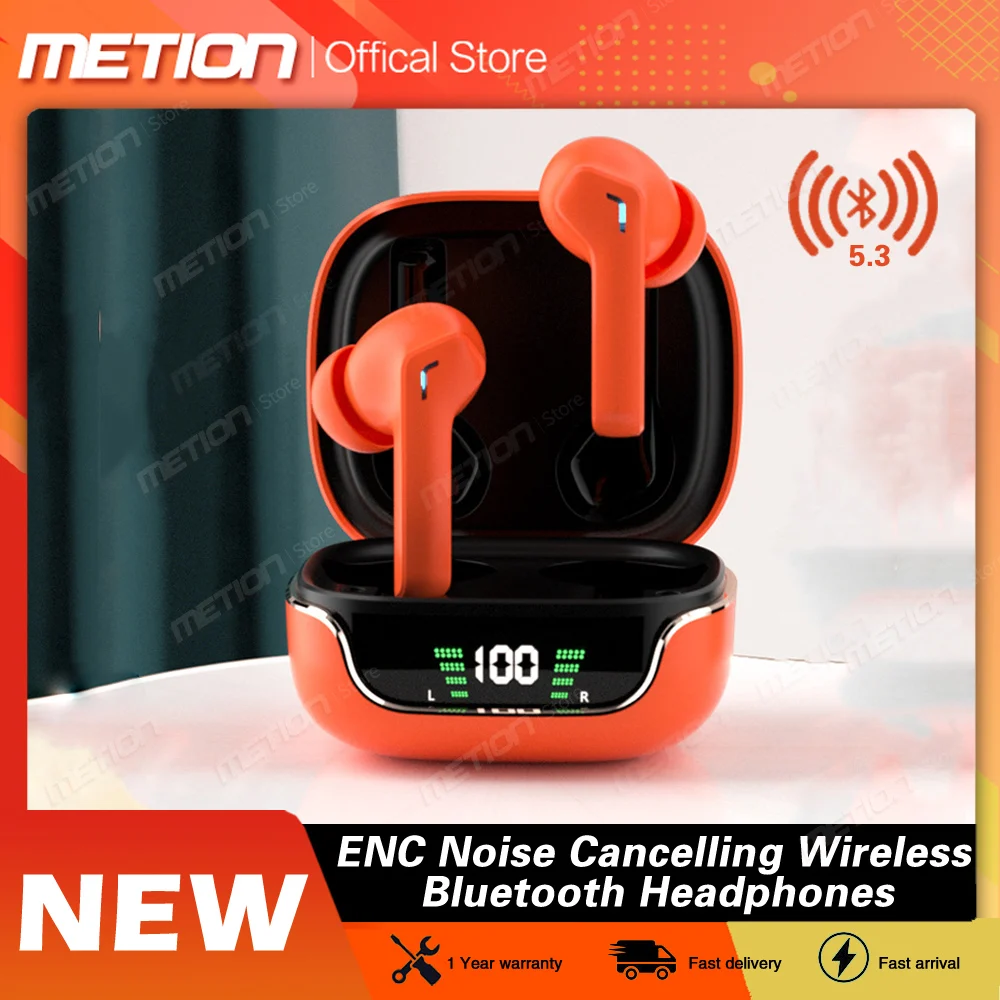 

2022 NEW TWS Wireless Bluetooth 5.3 Headphone Stereo ENC noise reduction bluetooth headset with microphone digital display