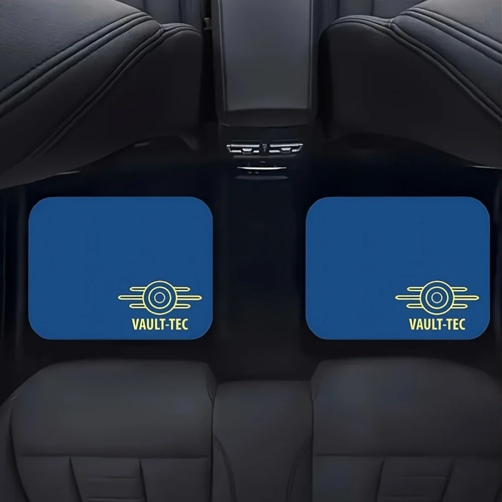 4pcs Blue VV-VAULT-Techs Minimalist Car Floor Mat Set | Polyester, Universal Fit For All Vehicle Types, Ideal For Holiday Gifts