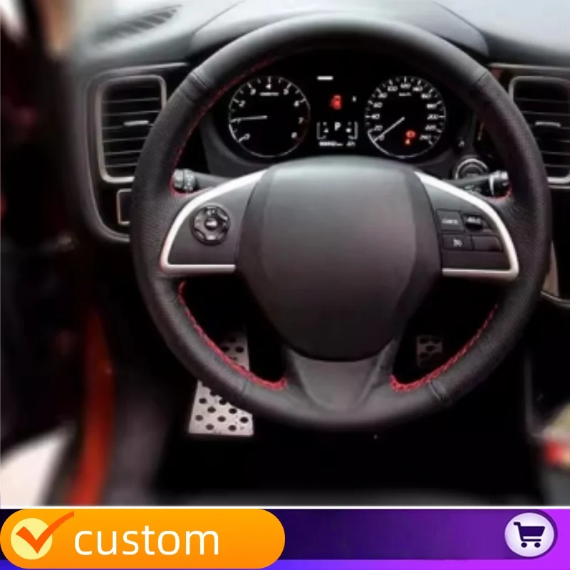 

Customized Hand-stitched Genuine Leather Steering Wheel Cover For Mitsubishi Outlander 2013 2014 ASX L200 2015 2016 Mirage 2014