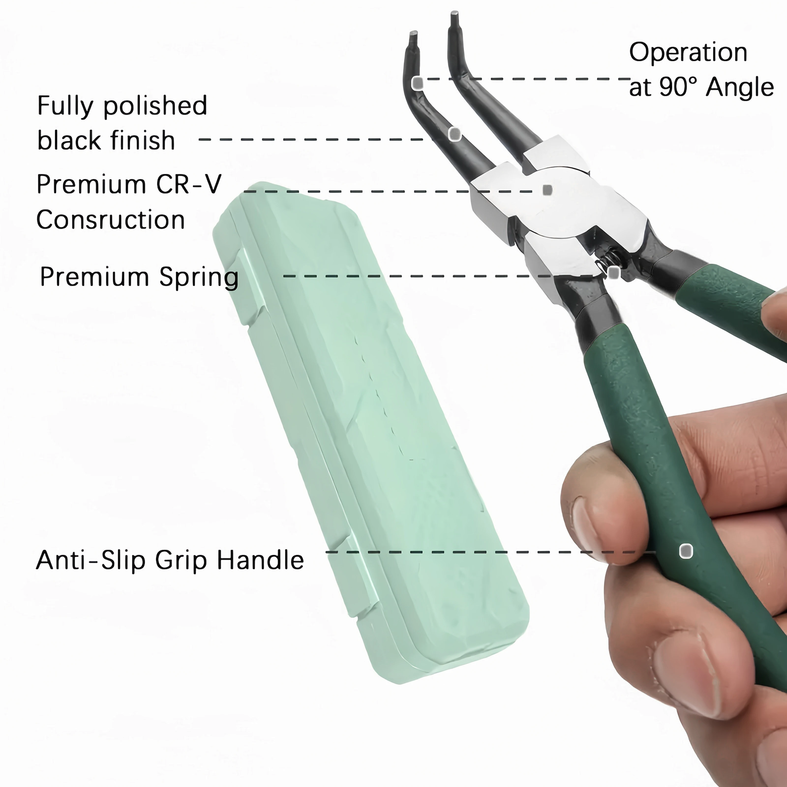 مجموعة 4 قطع من كماشة إحكام متعددة الوظائف، كماشة حلقة الاحتفاظ الداخلية والخارجية للاستخدام الصناعي والديك