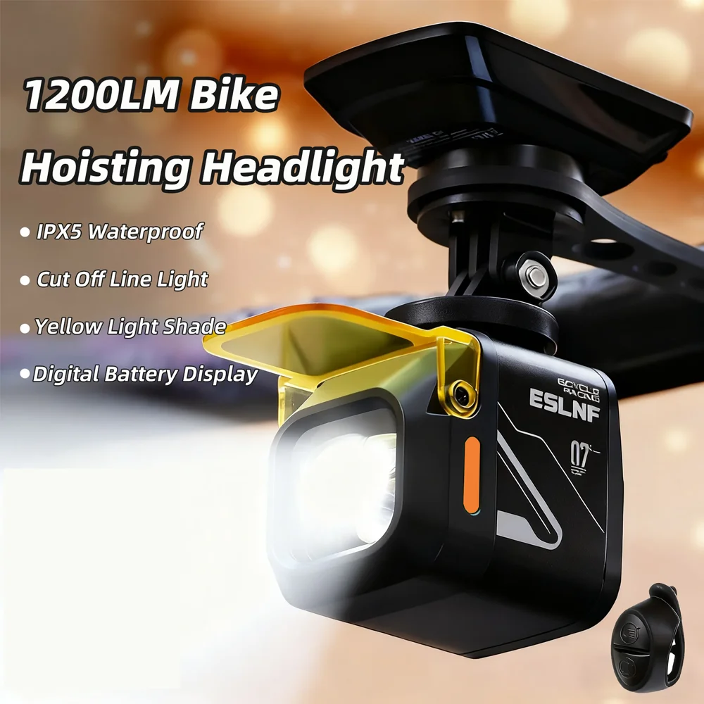 

Bright 1200LM Bike Hoisting Headlight Waterproof Anti-fog Road Bicycle Flashlight 5 Modes Aluminum Alloy Electric Bike Light