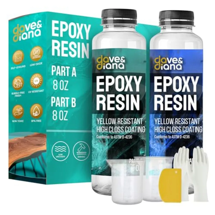 

Crystal Clear Epoxy Resin 8oz - Includes 8oz Each of Epoxy Resin A and Epoxy Hardener B, Anti-Yellowing and Wear Resistant, Wid