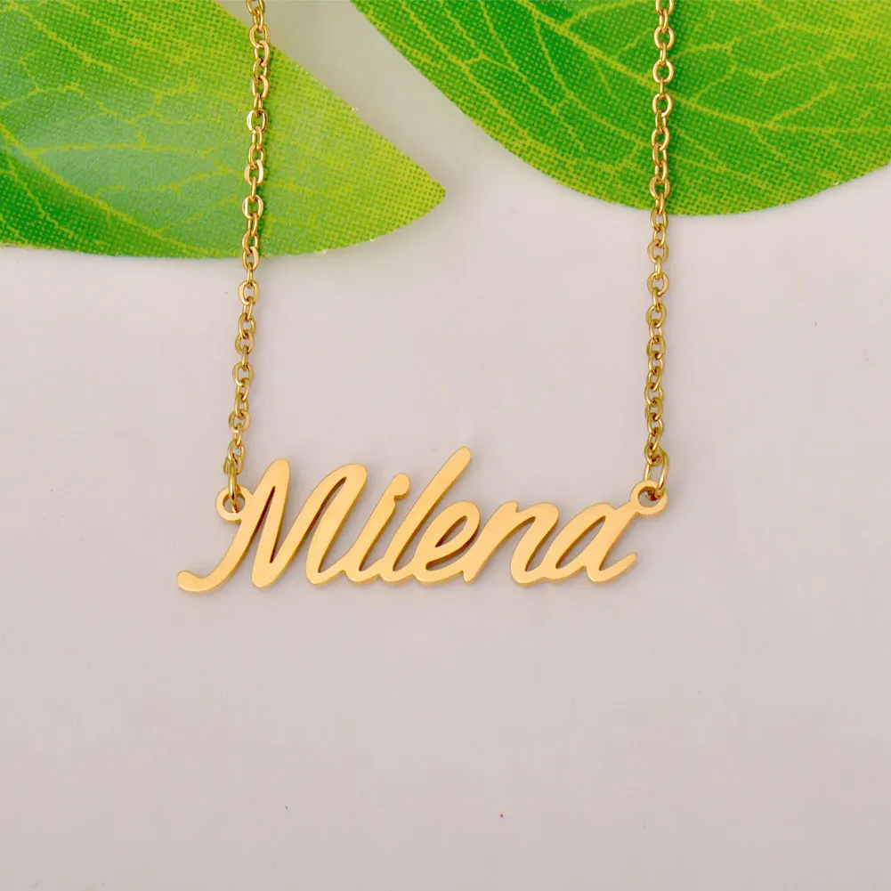 

GR859C Milena Gold Plated Stainless Steel Name Necklace for Women Cursive Letters Chokers Annivesary Gift