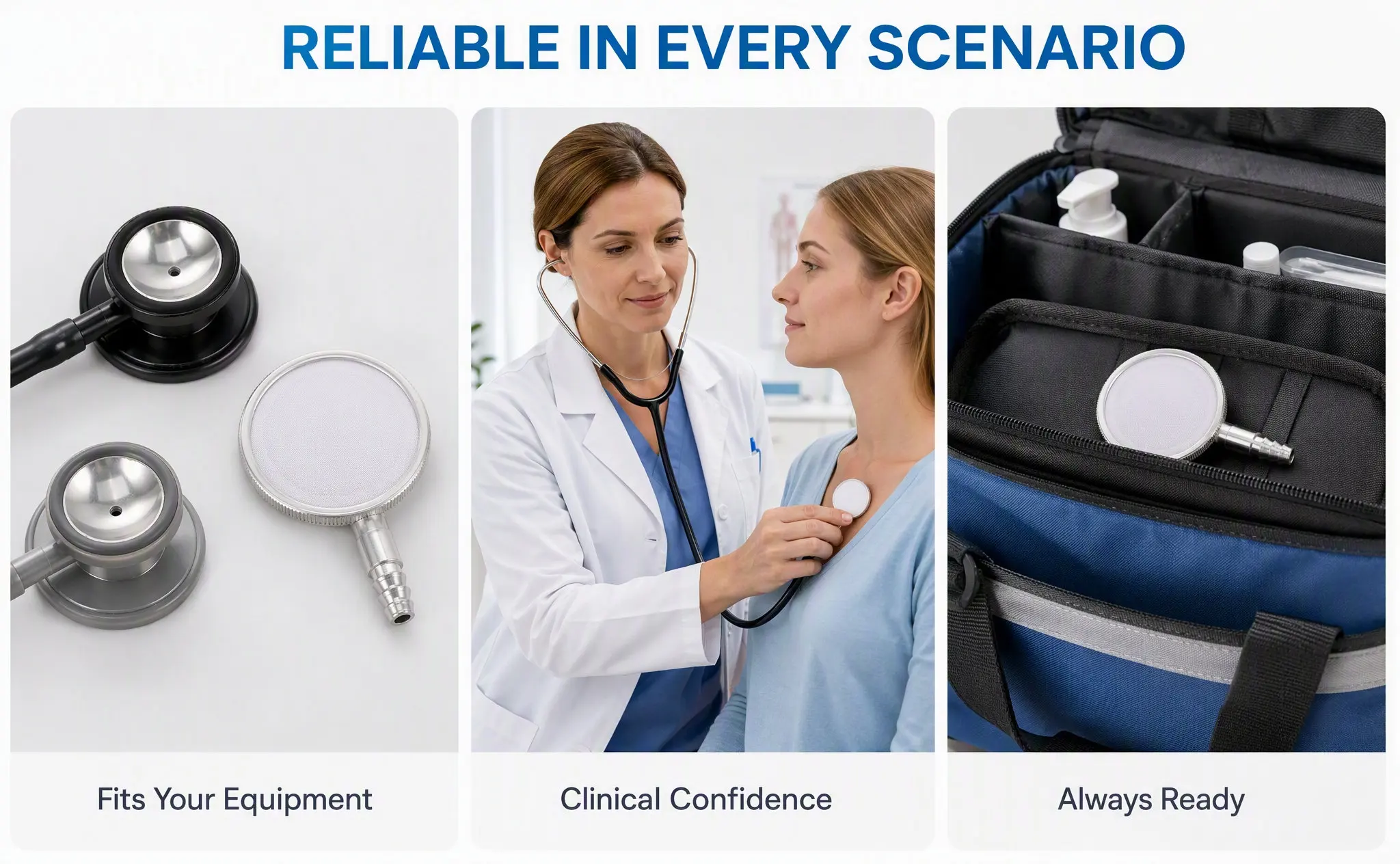Universal Stethoscope Diaphragm Replacement Set Accessories Diagnostic Sound Head Spare Parts Kit for Clinic Hospital