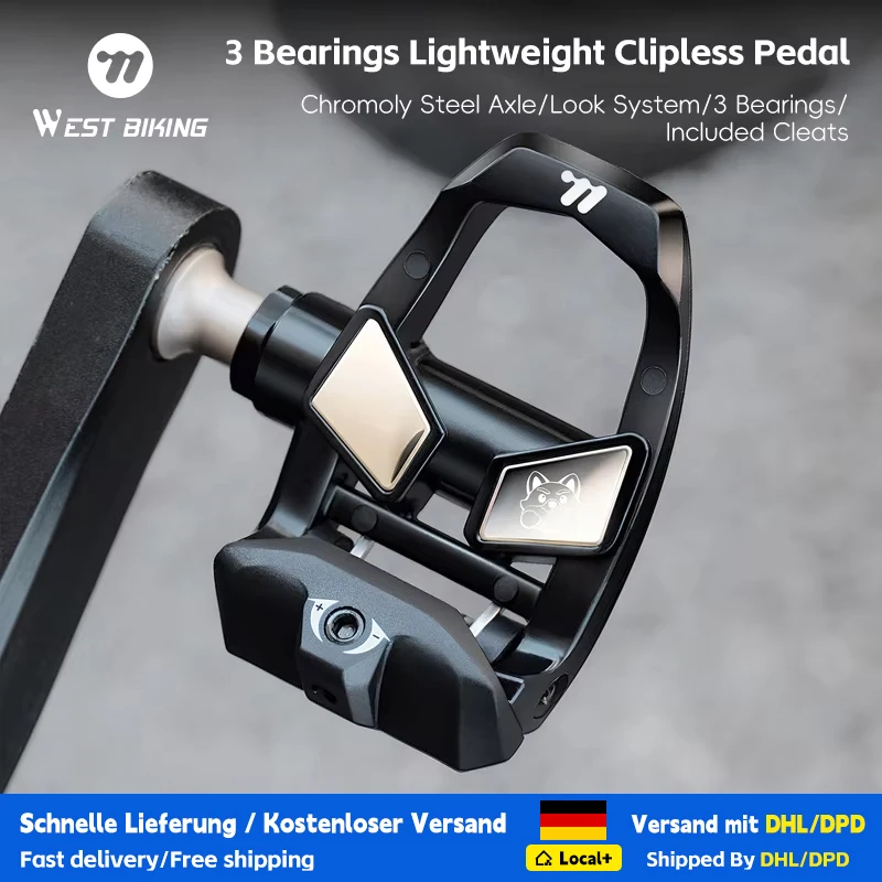 WEST BIKING Rennrad-Selbstverriegelnde Pedale, Leichtes Nylon, 3 Versiegelte Lager, Klickpedale Kompatibel mit LOOK KEO System