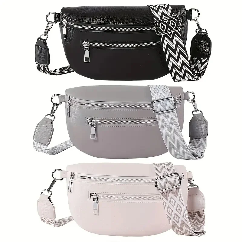 Women's Fashion Waist Bag - Retro Outdoor Sports Waist Bag with Double Zipper Compartment, Casual Pu Chest Bag, Bohemian Style Multi-Pocket Waist Bag, Adjustable Strap, Suitable for Everyday Use and S
