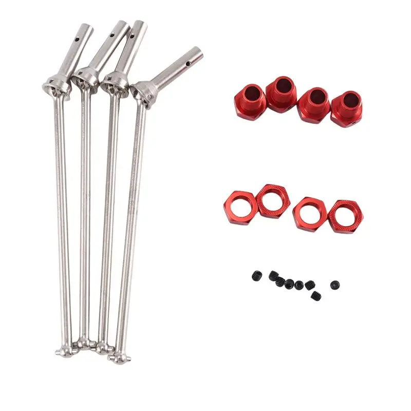 

4 шт. металлический передний и задний приводной вал CVD с удлиненным шестигранным колесом для 1/10 Arrma Kraton Outcast, обновленные детали, аксессуары, красный-[