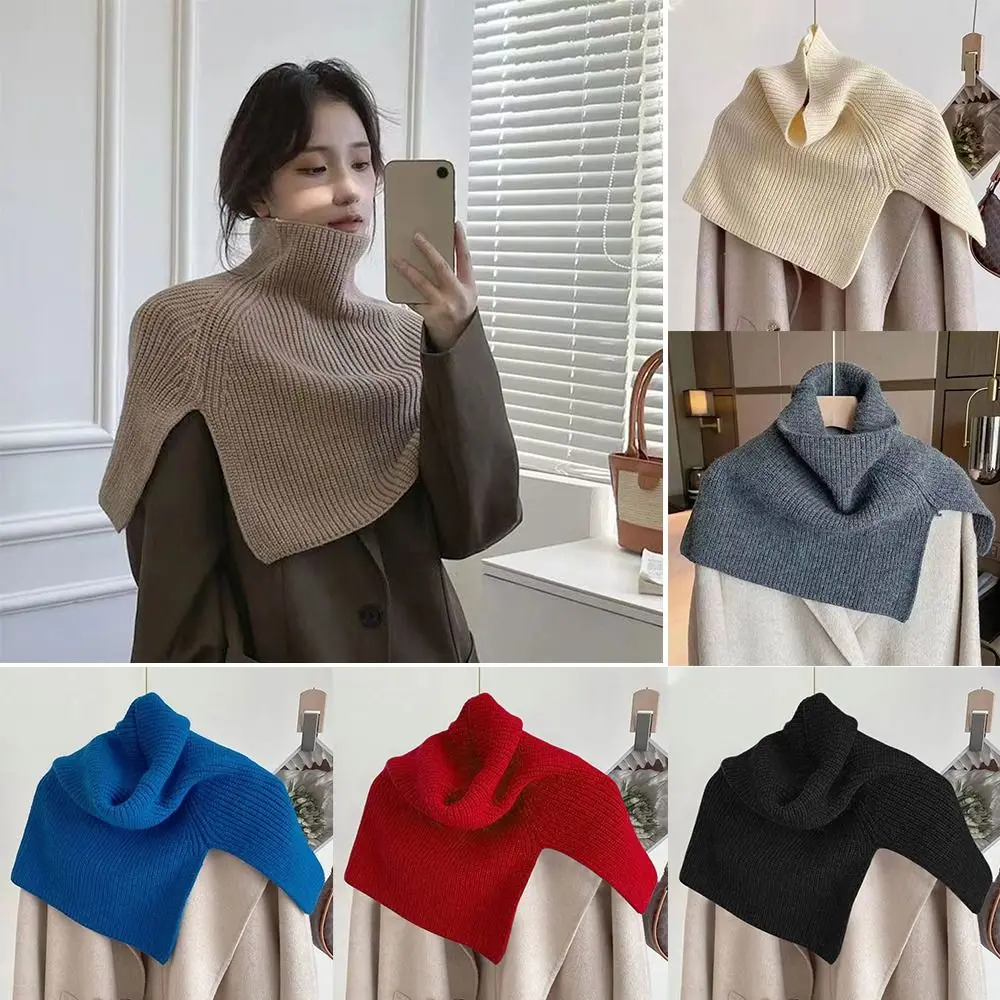 

Solid Color Knitted Scarf Fashion Warm Accessories High Collar Cross Scarf Knitted Shoulder Straps Neckercheif Neck Wrap Shawl