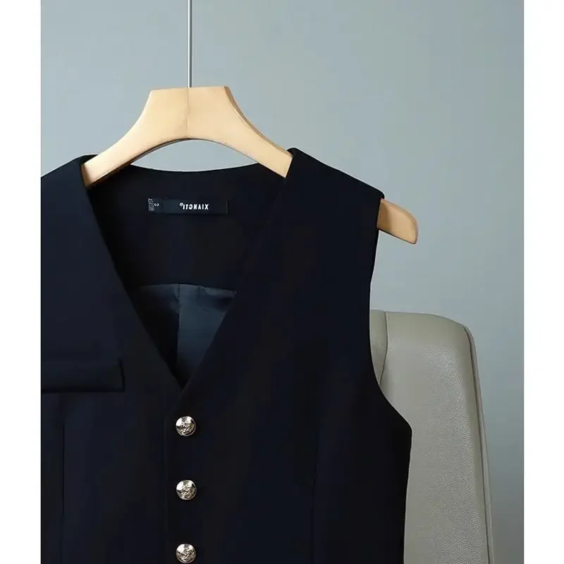 British style suit vest women's spring/summer 2024 new Korean version loose sleeveless camisole horse  chalecos