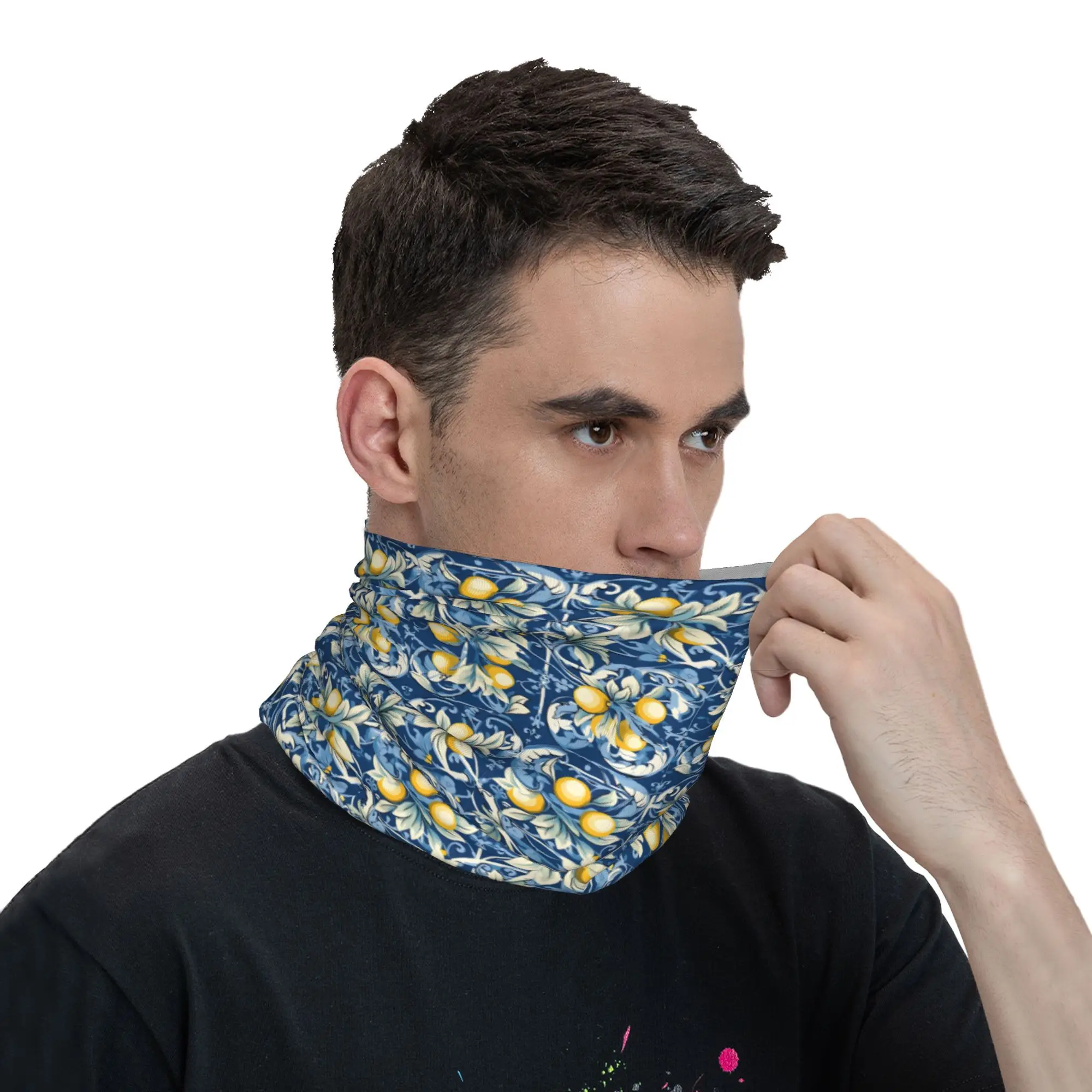 Italian Majolica Tile 24 Bandana Neck Gaiter Printed Face Scarf Warm Balaclava Running Unisex Adult Washable