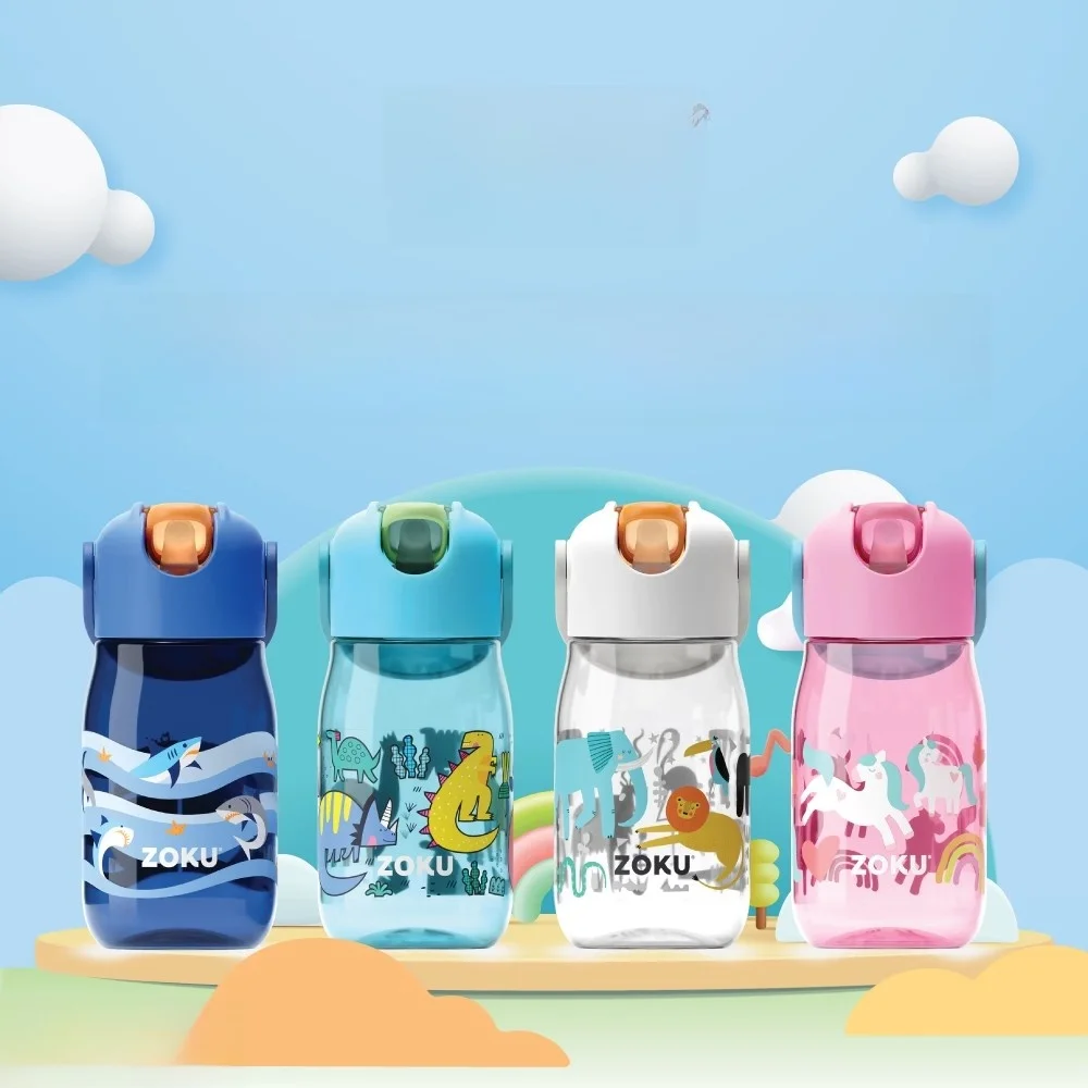 

Детская бутылка для воды ZOKU: портативная, противоударная, с мультяшным дизайном, спортивная, герметичная, ручная