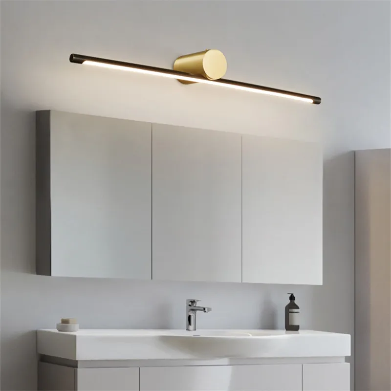 TEMAR Contemporary Brass Vanity Fixture Mirror Front Light Led 3 Colors Bathroom Device Bath Makeup Simple Wall Lamp