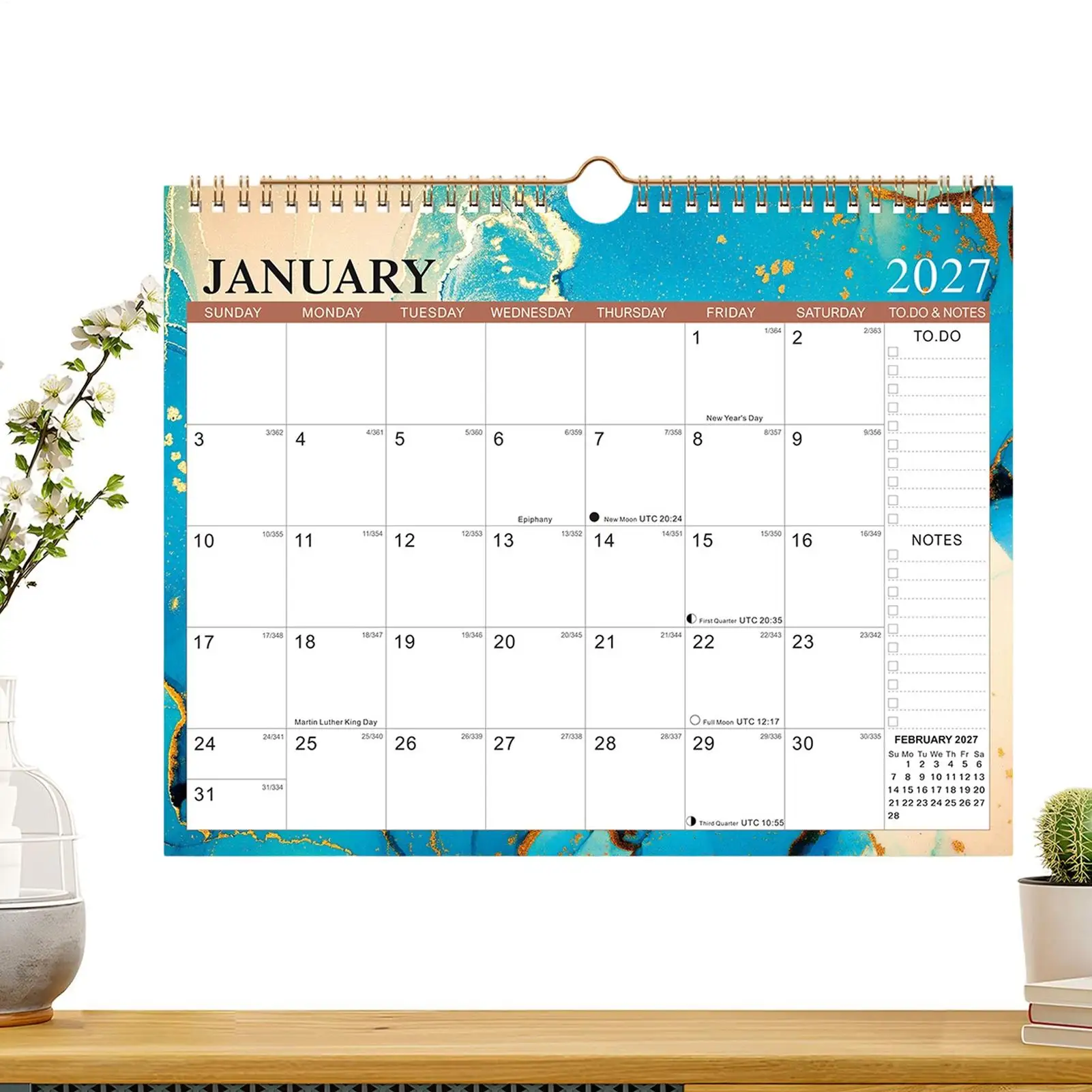 18-Month Planner Wall Calendar 2027 Jan-2028 Jun Year Monthly Schedule for Task Management Home Office Study Wall Calendar
