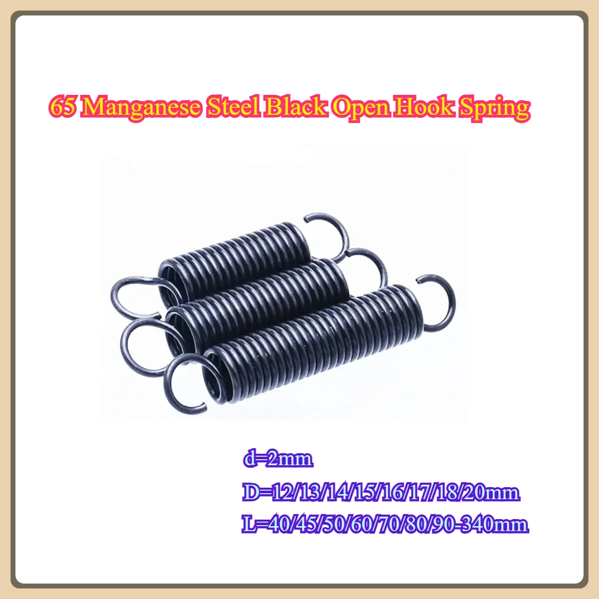 

65 Manganese Steel Black Open Hook Spring / Hook Tension Spring / Circular Wire Mechanical Spring 2 * 12/13/14/15/16/25