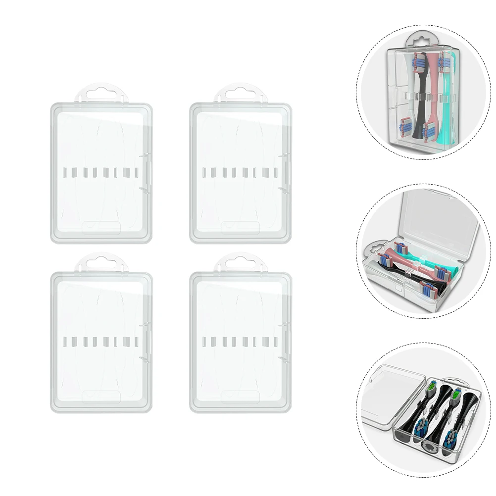 4 قطعة رؤوس فرشاة الأسنان الكهربائية Pp دائم قابلة لإعادة الاستخدام صندوق تخزين السفر المحمولة حامل رأس فرشاة صغيرة لرأس فرشاة الأسنان