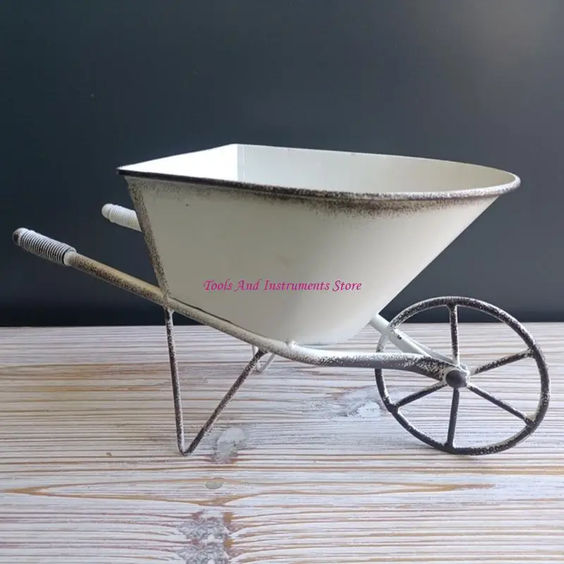Iron Wheelbarrow Plant Holders Mini Planter Container for Yard and Garden Decors C7AC