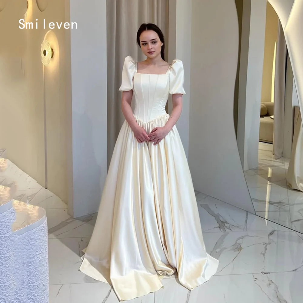 

Smileven Gorgeous Ivory A Line Prom Dress Square Collar Corset Party Gowns Formal Puff Sleeves Occassion Dress Customized 2026