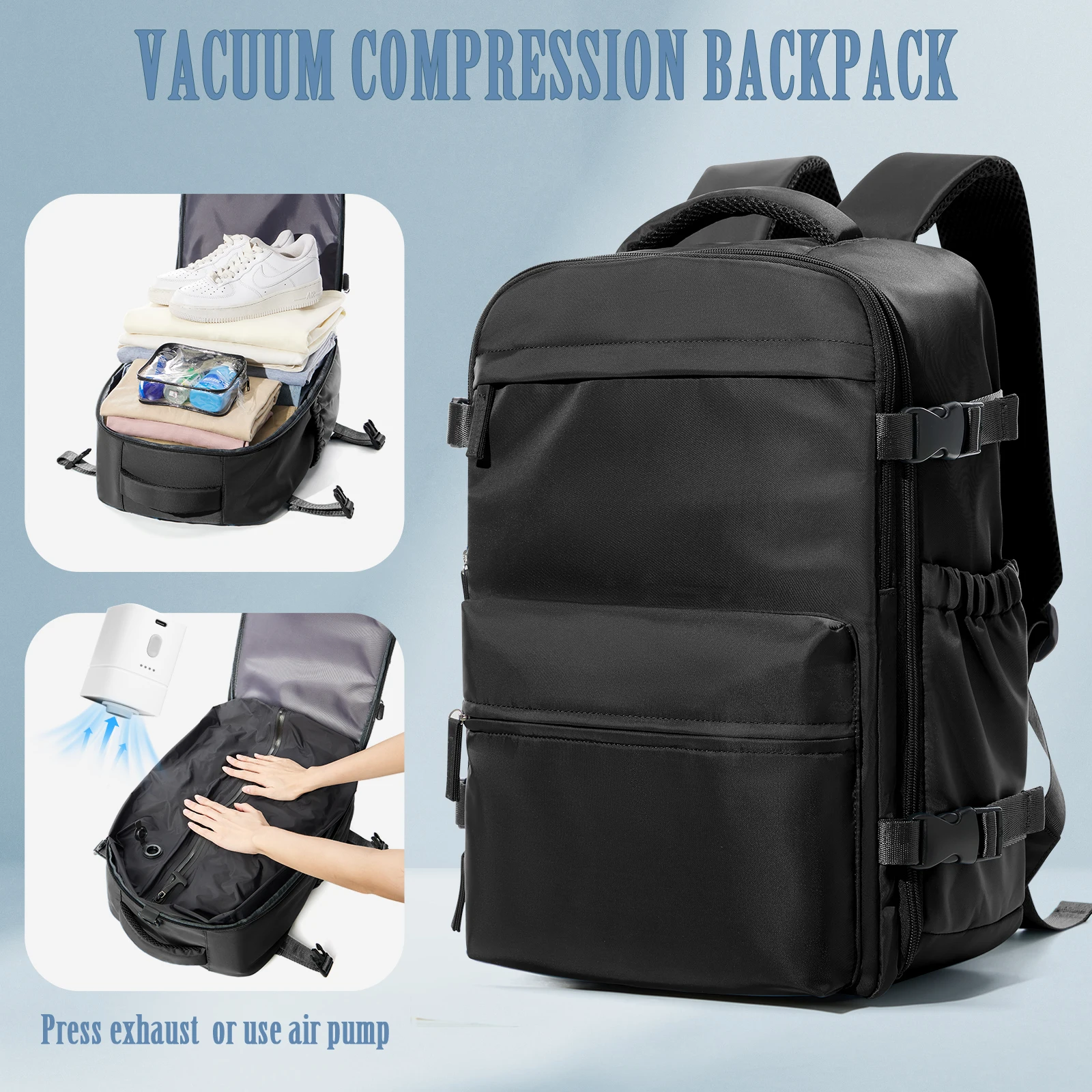 Vacuum Backpack Travel Bag for Men Large Capacity Backpack Business Laptop Backpack Women Men Expandable Backpack School Bag image 3