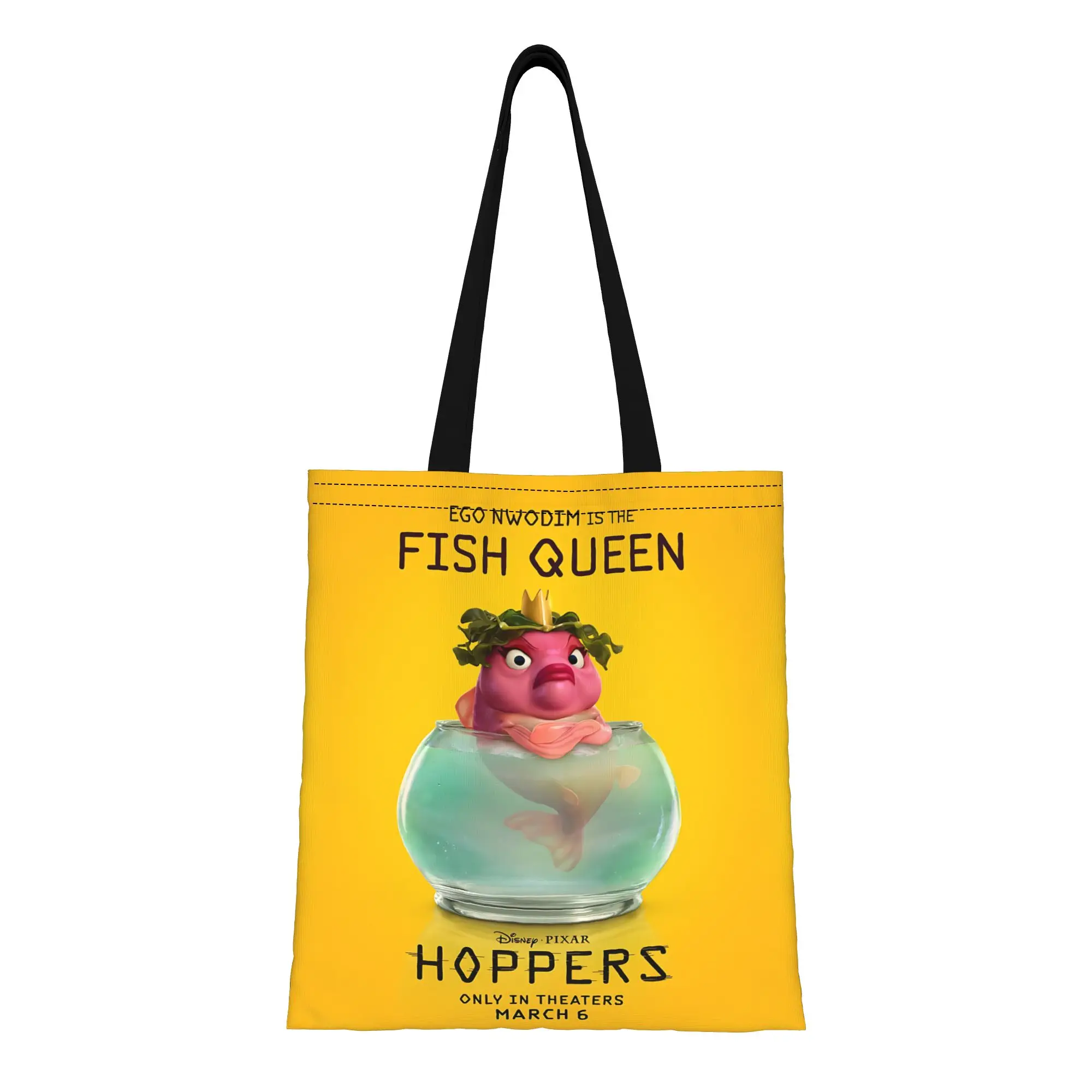 

1 шт. большая холщовая сумка-тоут для школы с милым мультяшным рисунком красной рыбки, складная, с шикарным узором, подарок