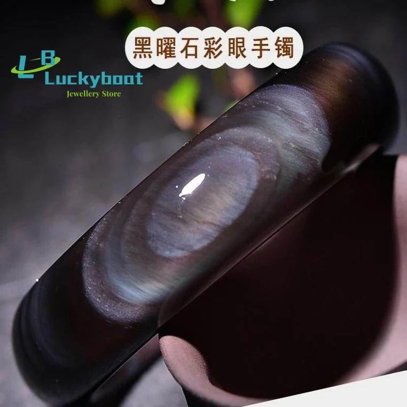 

Natural Obsidian Bracelet Ice Species Obsidian Bangle Bracelet Rainbow Eye Ice Stone Crystal Bracelet Bangle Free Shipping