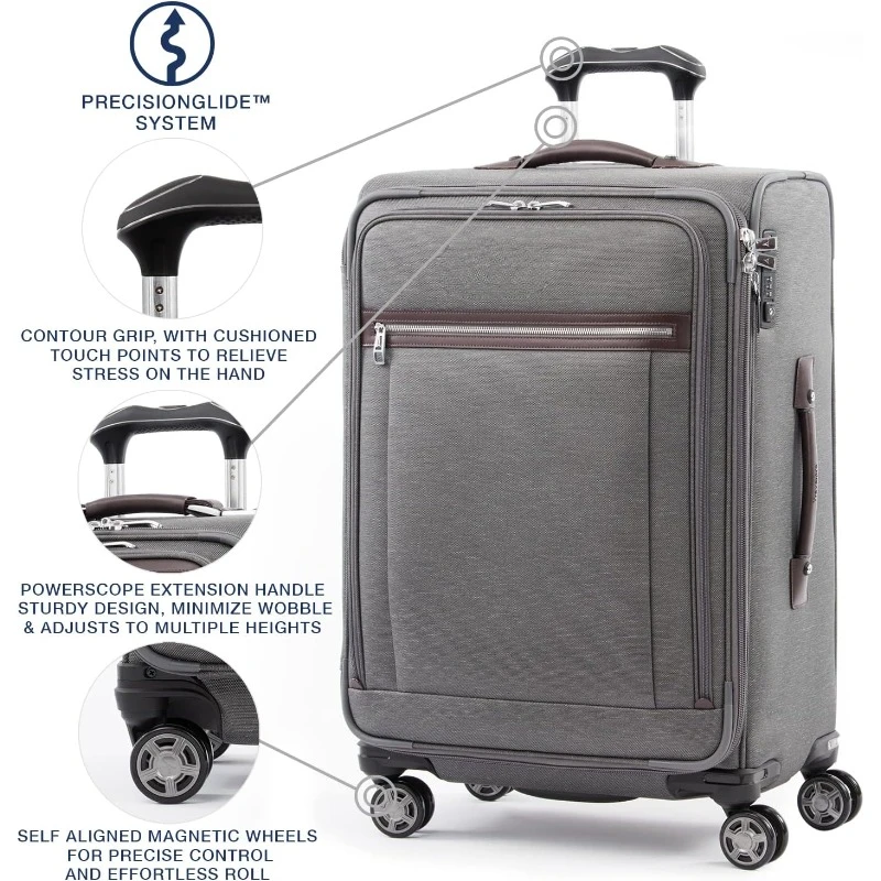 Platinum Elite Softside Expandable Checked Luggage, 8 Wheel Spinner Suitcase, TSA Lock, Men and Women, Vintage Grey home.