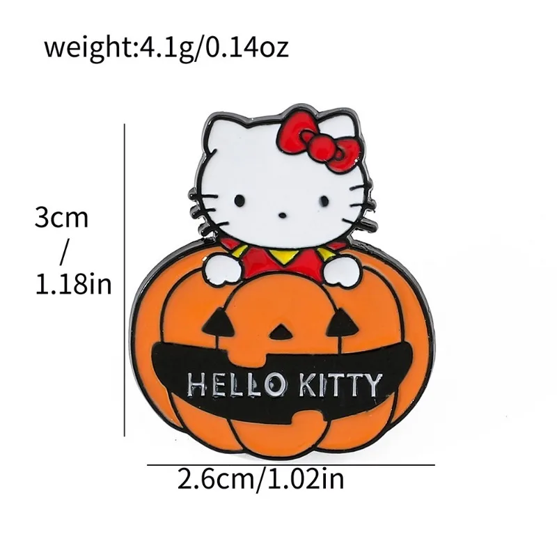 Kawaii Sanrio Hello Kitty ฮาโลวีนองค์ประกอบเข็มกลัดโลหะตกแต่งการ์ตูนอะนิเมะสร้างสรรค์หยดน้ํามันโลหะผสม Pin อุปกรณ์เสริมของขวัญ