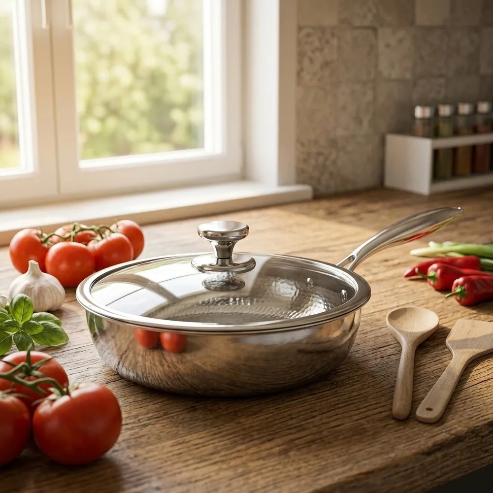 Induction Ready Pan Hammered Frying Pan For Home Kitchen Enhanced Durability Effortless Cleaning Heat Conduction
