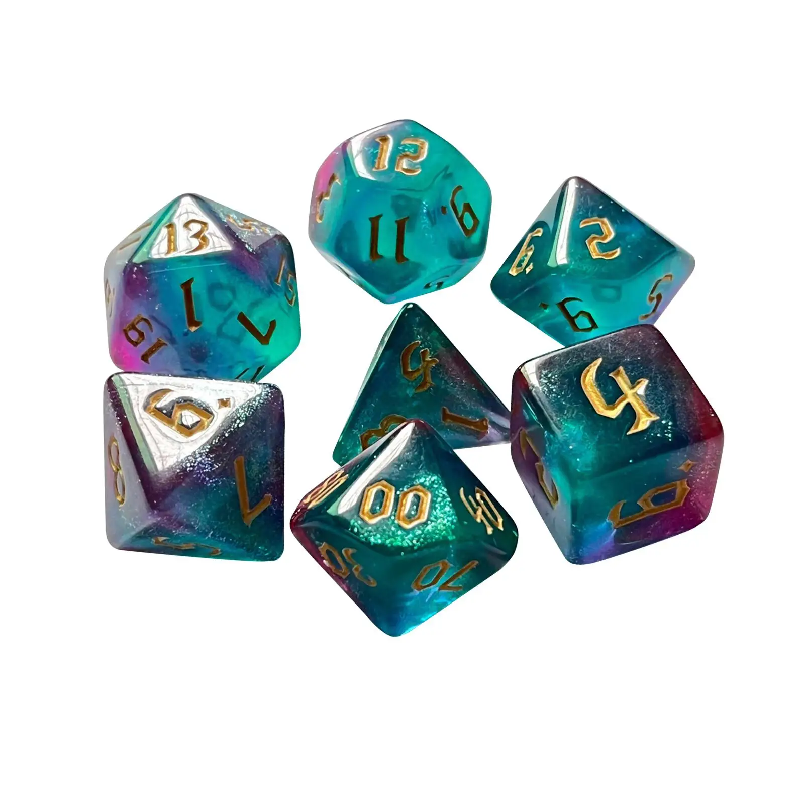 7x Set dadu polihedron akrilik, mainan permainan pesta, permainan peran