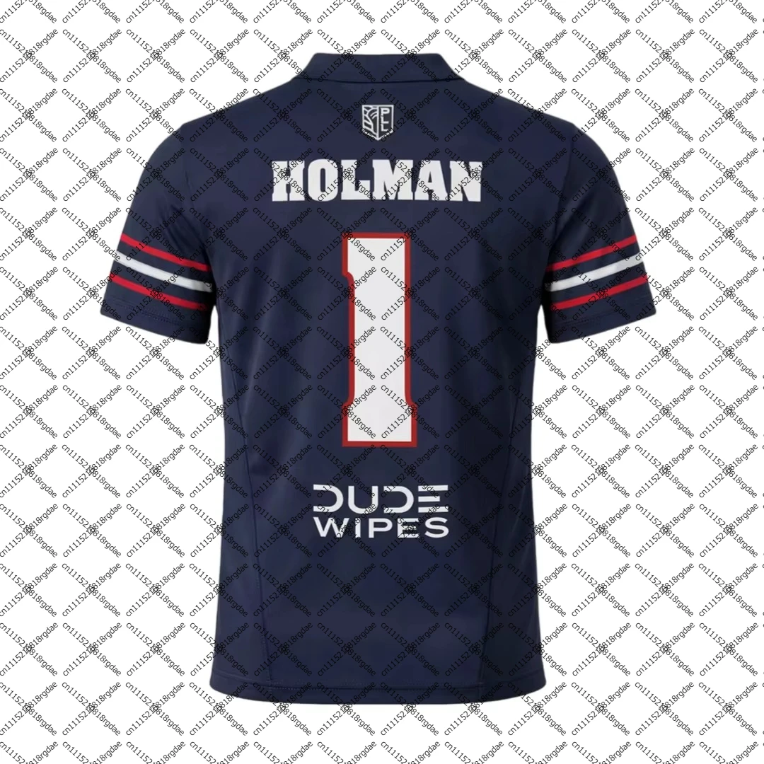 Boston Holman #1 Football Jersey Navy Blue V Neck Short Sleeve Breathable Sports T-Shirt For Training Match Family Matching