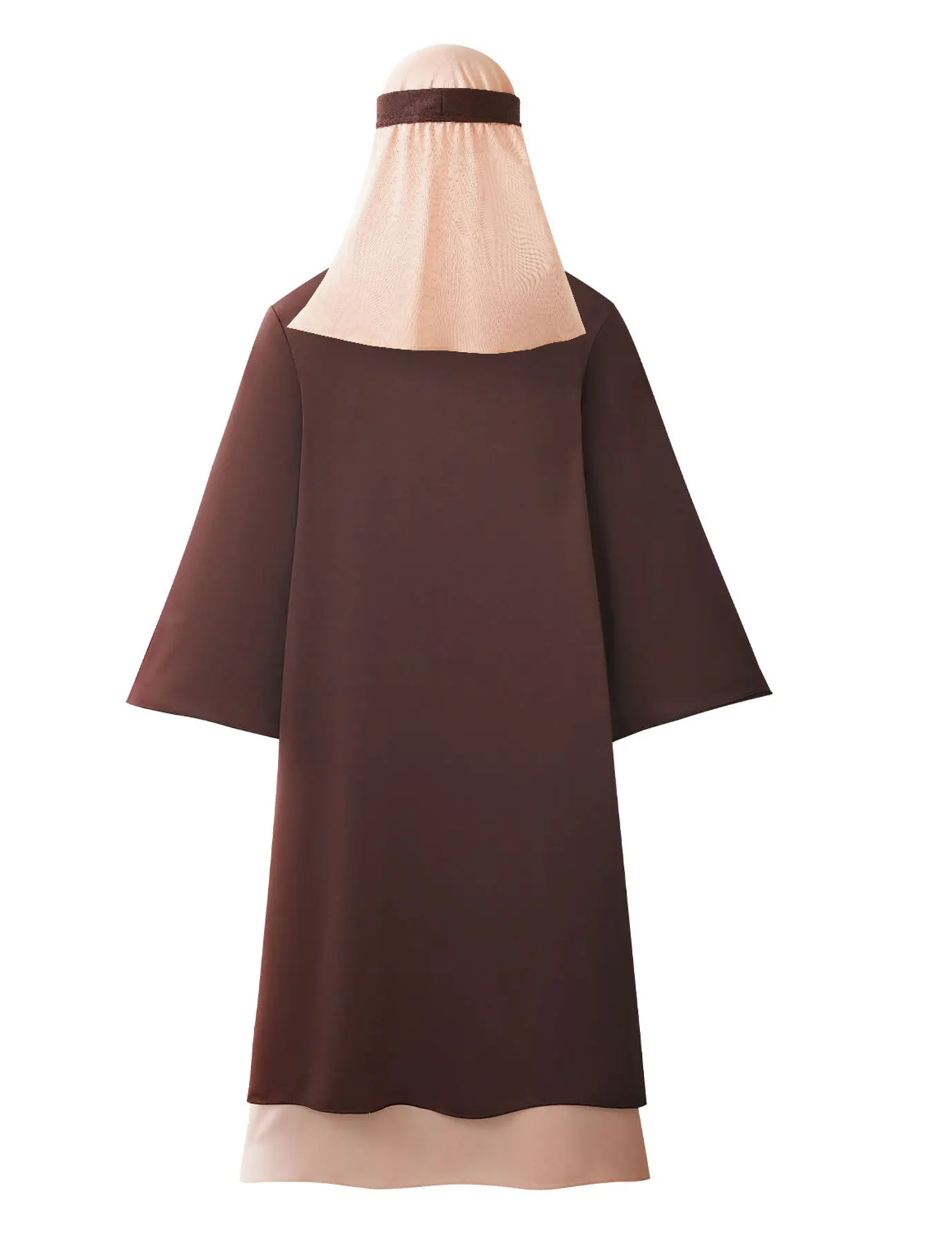 طقم مكون من 3 قطع مناسب لكل من الرجال والنساء، رداء بغطاء للرأس عربي بني عتيق، صولجان رائع، زي حفلات الهالوين التنكرية