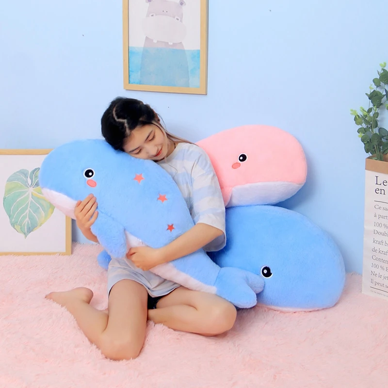 Cute Star Fantasy Dolphin Plush Toy, travesseiro para dormir baleia criativo, boneca cama menina, fantoche de conforto infantil, 60 80cm