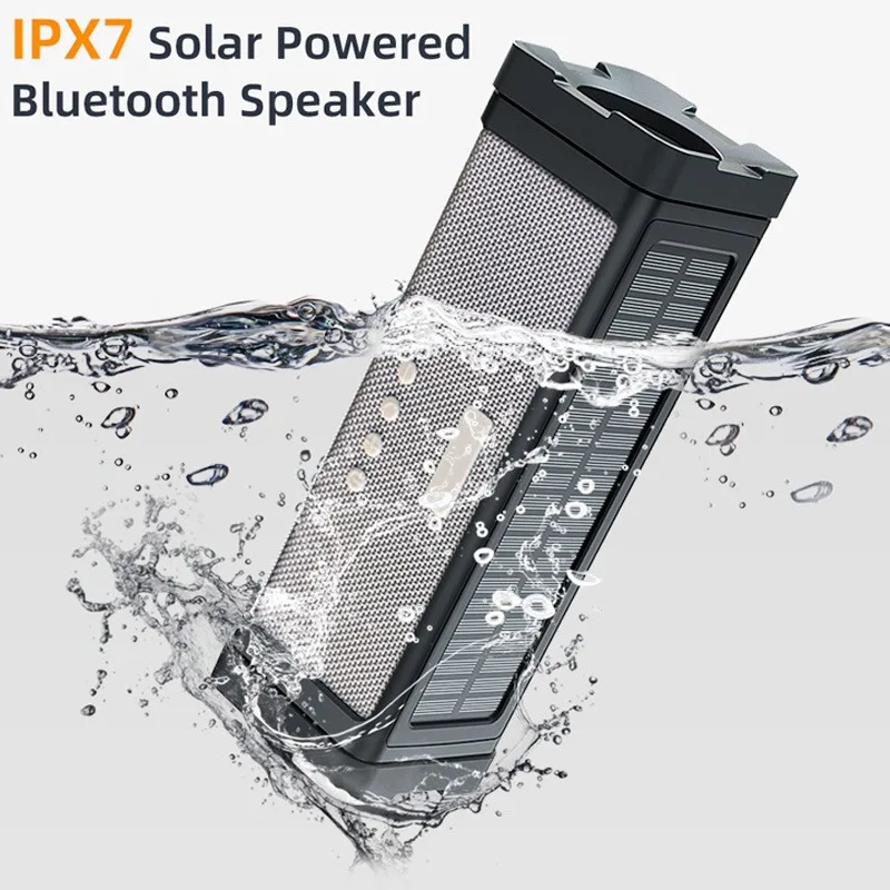 T68 Solar Powered Speaker Outdoor Portable IPX7 Waterproof Audio with LED Light Dual Horns Wireless HIFI Bluetooth Caixa De Som