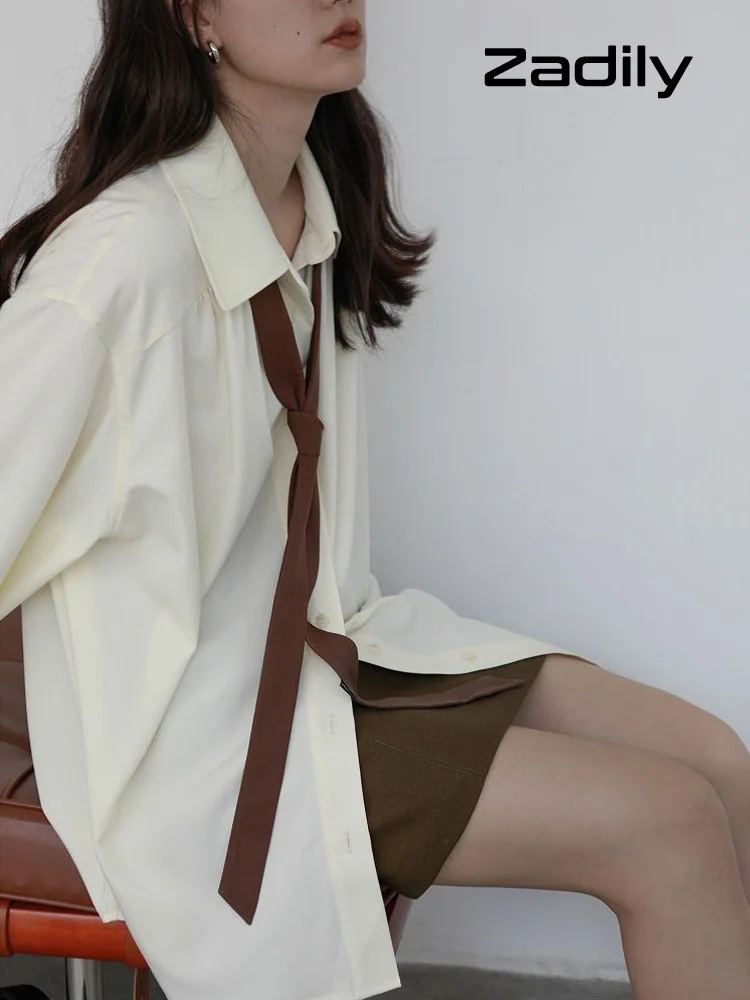 

Long Sleeve Shirts Womens Satin Ruffled Button Down Blouses Pleated Hem Lantern Sleeves Slim Fit Polka Dot Preppy Feminine Retro