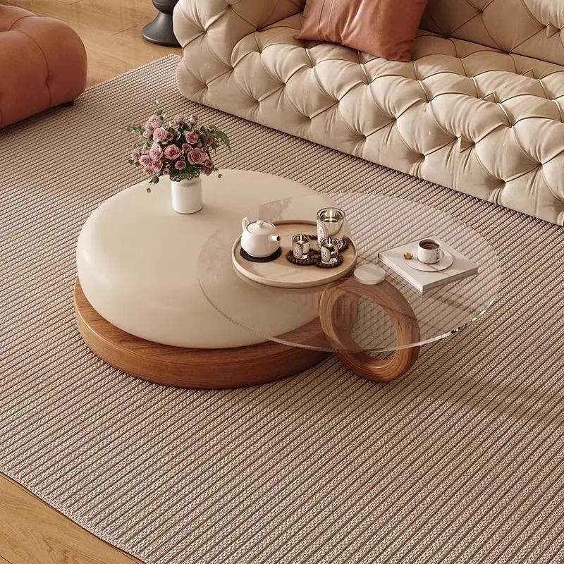 

Новый легкий роскошный ретро кремовый ваби **** ветровой журнальный столик для маленькой квартиры, круглый современный простой высококачественный комбинированный столик