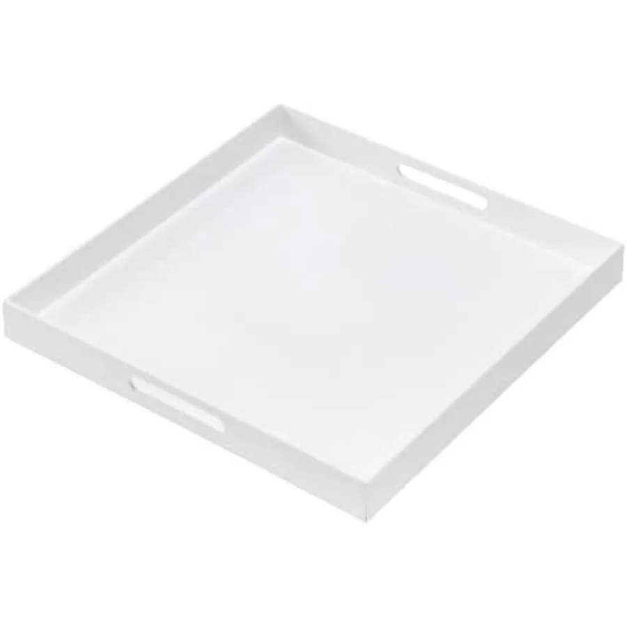 

Glossy White Sturdy Acrylic Serving Tray with Handles24x24InchServing CoffeeAppetizer Breakfast ButlerKitchen Countertop TrayMa