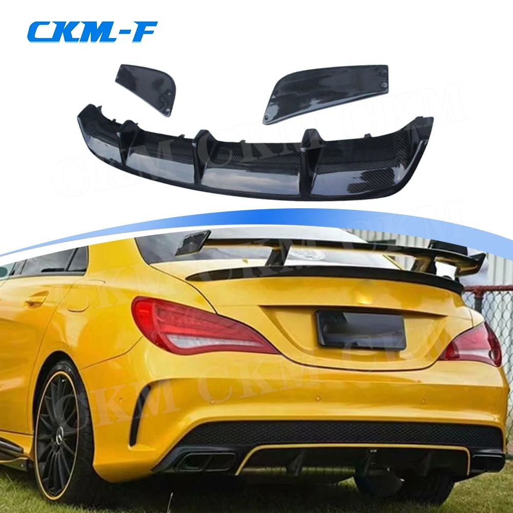 For Mercedes Benz CLA W117 CLA180 CLA200 250 CLA45 AMG Package 2013 -2018 Carbon Fiber R Style Rear Bumper Diffuser Splitters