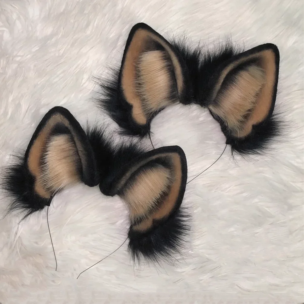 Handmade Simulated Beast Dog Ears German Shepherd Ears Hairhoop Headwear Tail Lolita Christmas Halloween Cosplay Prop