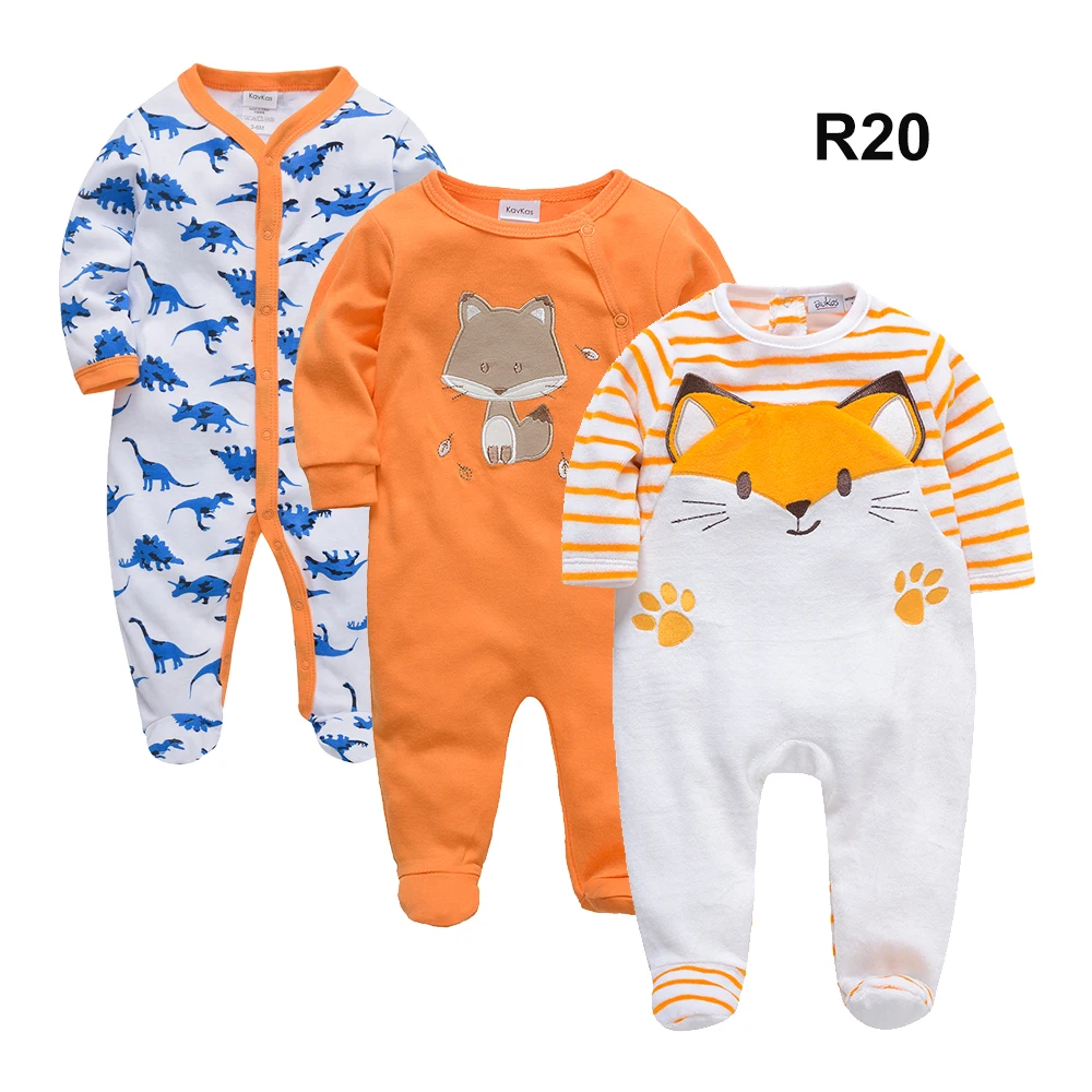 3Piese Baby Boys Rompers 100% Cotton Soft Newborn Clothing Set Cartoon Printing Cute Infant Boys Jumpsuit Overalls