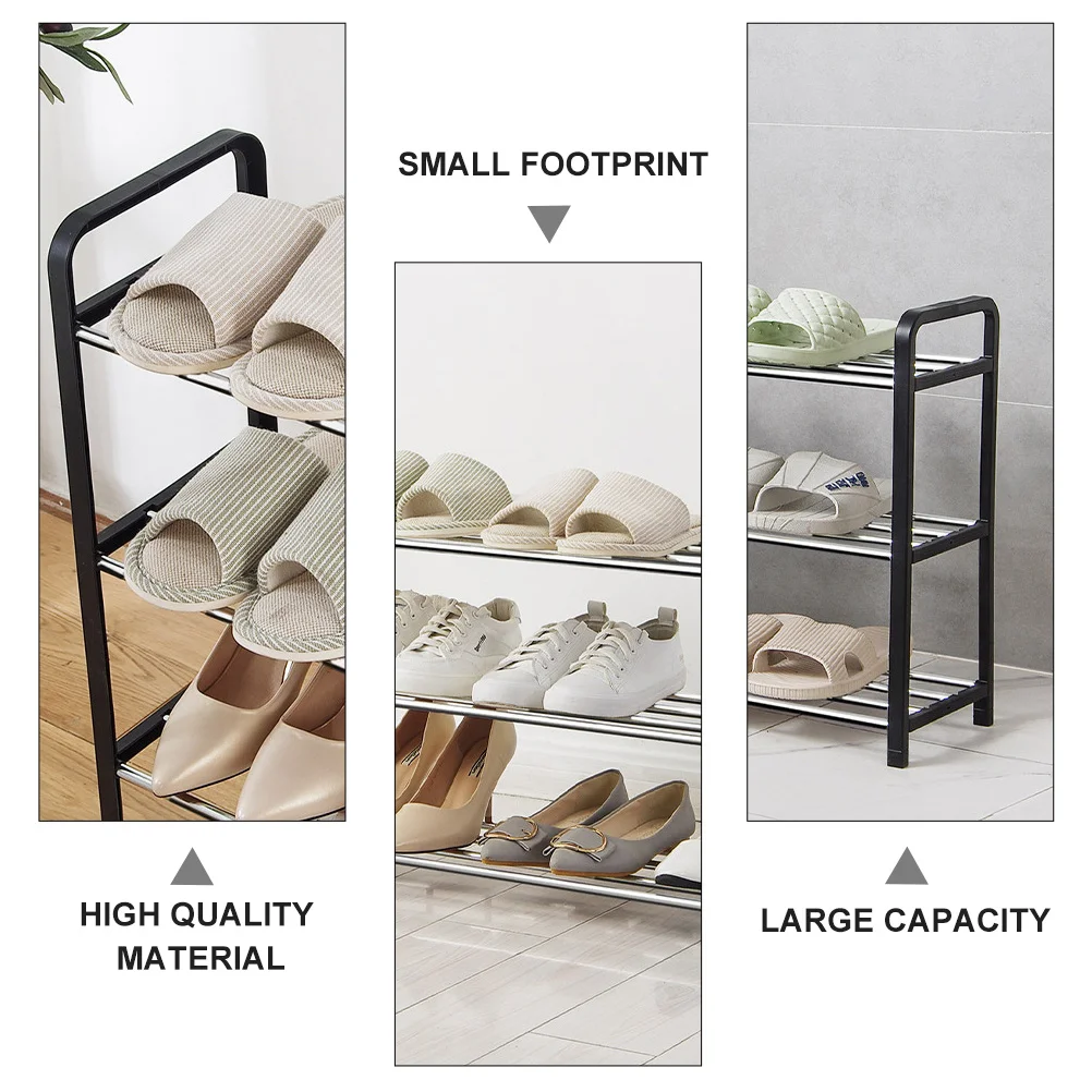 

Rack Multi-layer Shoe Shoes Storage Organiser Beige Black Steel Pipe Organization