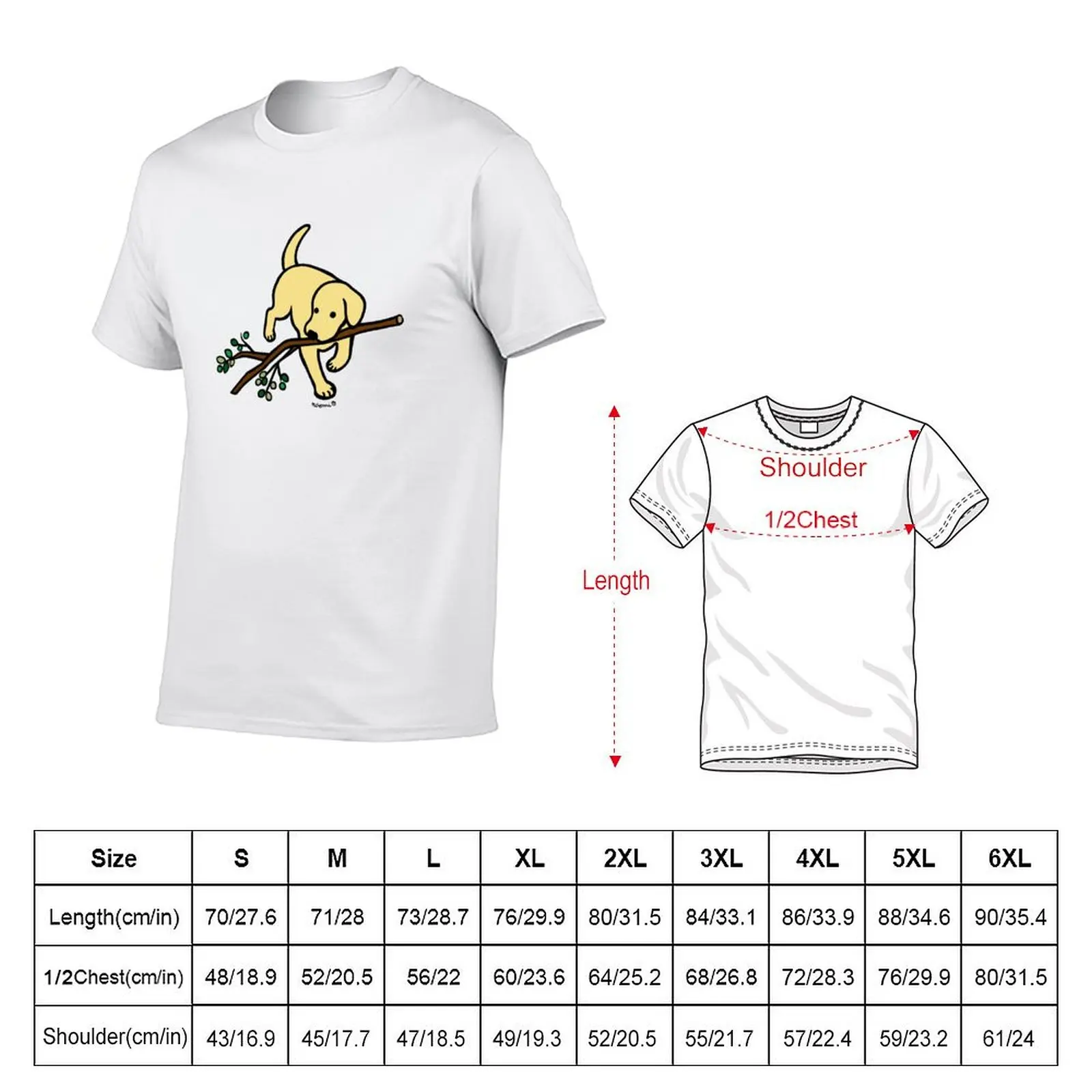 Yellow Lab Carrying a Branch T-Shirt Daily Wear Plain Short Sleeve Shirt