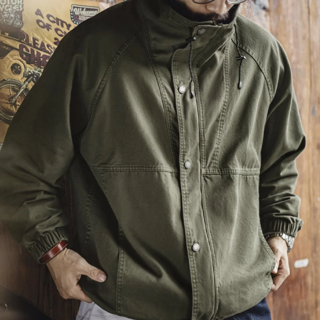 

Maden Vintage American Retro Stand Collar M65 Jaet Men's Windproof Military een Hard Man Outerwear Autumn Seasonal Wear