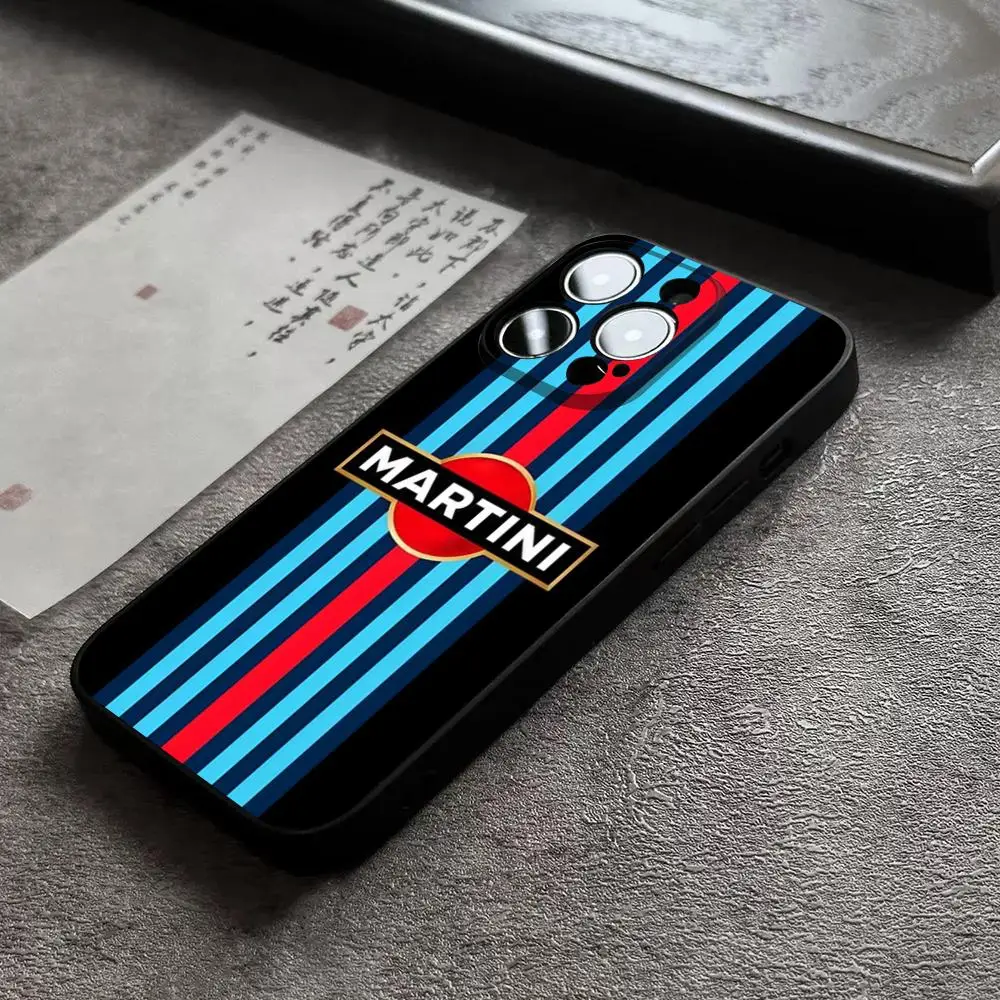 M-Martinis Racing Horizontal Stripe Phone Case For 15 Pro Max For Iphone 14 16 Pro Max 12 Mini 11 13 Pro Xr X Xs 8 7 Plus Cover
