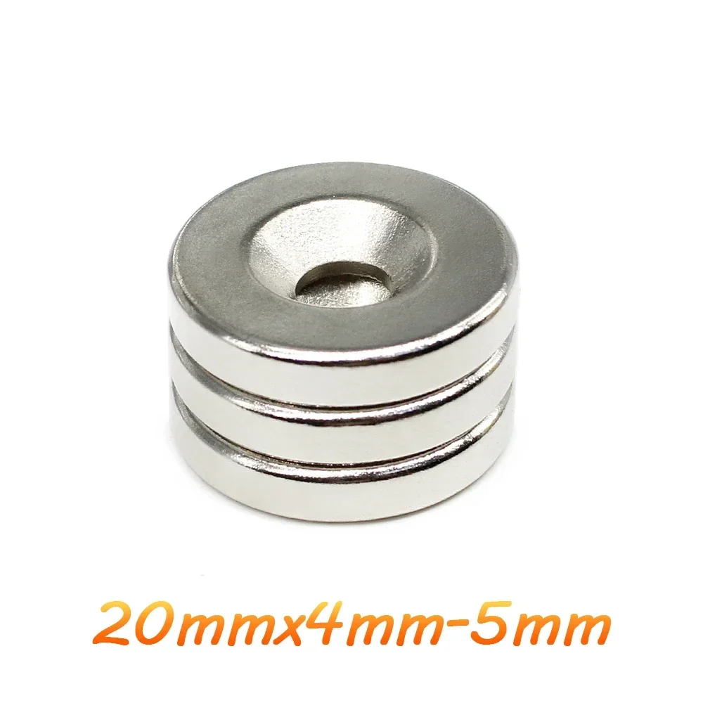 원형 희토류 자석, 20x4-5, 구멍 5mm, 디스크 카운터싱크 영구 네오디뮴 자석, 20x4-5mm, 20x4-5