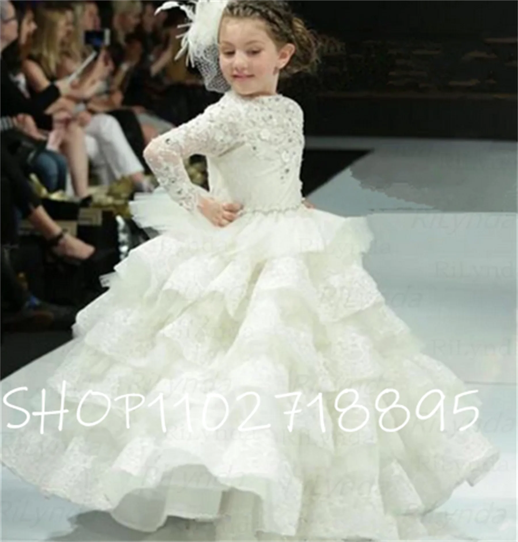 Puffy Flower Girl Dresses Off The Shoulder Princess Dress Tulle Puffy First Communion Dress Cute Kids Dress