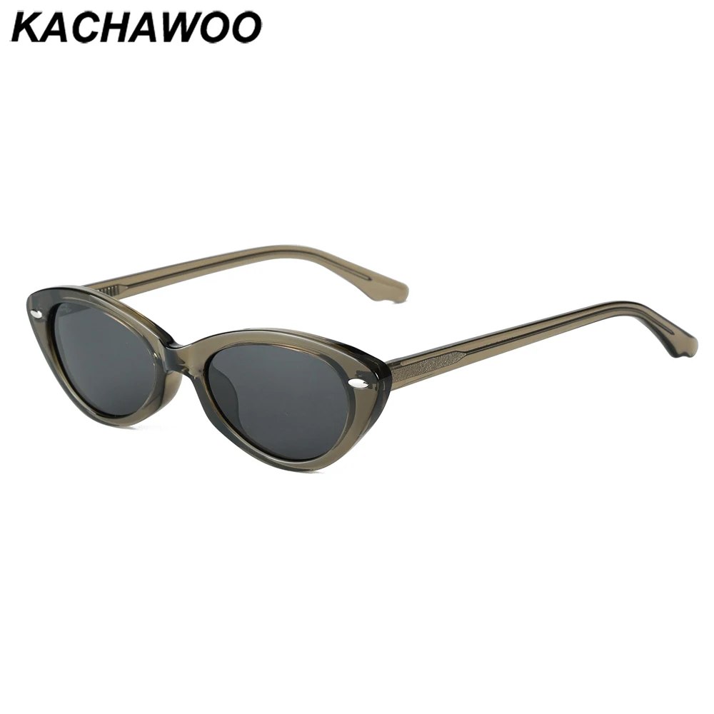 

Kachawoo поляризационные солнцезащитные очки в маленькой оправе для женщин tr90 ацетатные модные солнцезащитные очки «кошачий глаз» женские в европейском стиле зеленые серые